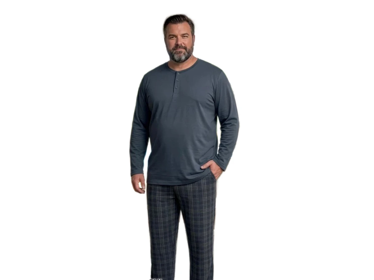 4'lı Penye Uzun Kol Battal Erkek Pijama Takım 3xl/6xl 182350