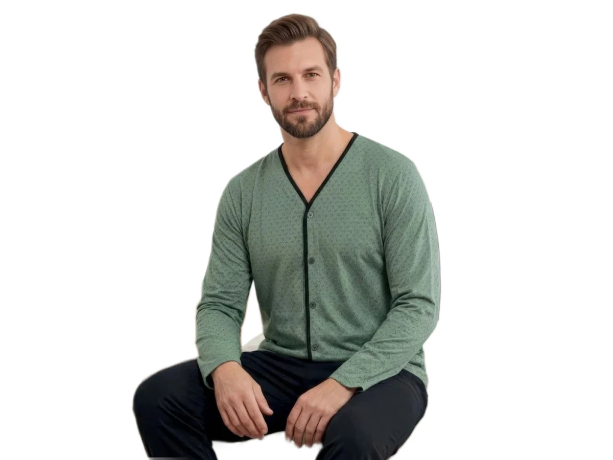 4'lı Penye 5 Düğmeli Uzun Kol Erkek Pijama Takım M/2xl 181858