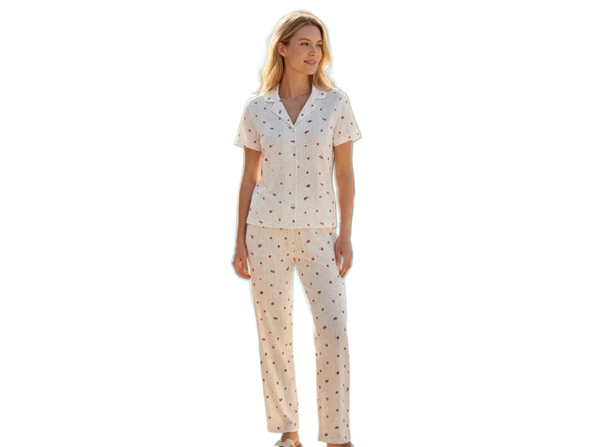 4'lı Transferli Penye Gömlek Yaka Bayan Pijama Takım M/2xl 183403