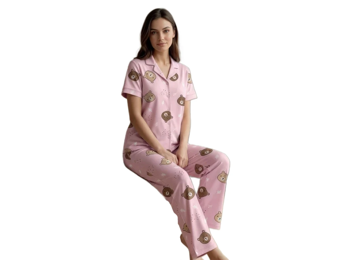4'lı Milan Gömlek Yaka Kısa Kol Bayan Pijama Takım M/2xl 181939