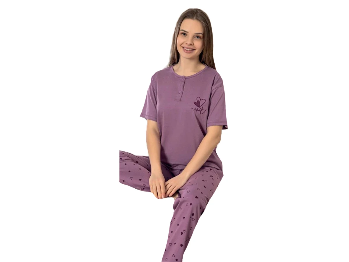 4'lı Penye Modal Bayan Kısa Kol Bayan Pijama Takım M/2xl 181091