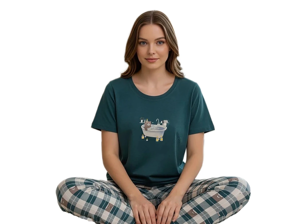6'lı Kompak Penye Kısa Kol Alt Uzun Bayan Pijama Takım S/2xl 182261