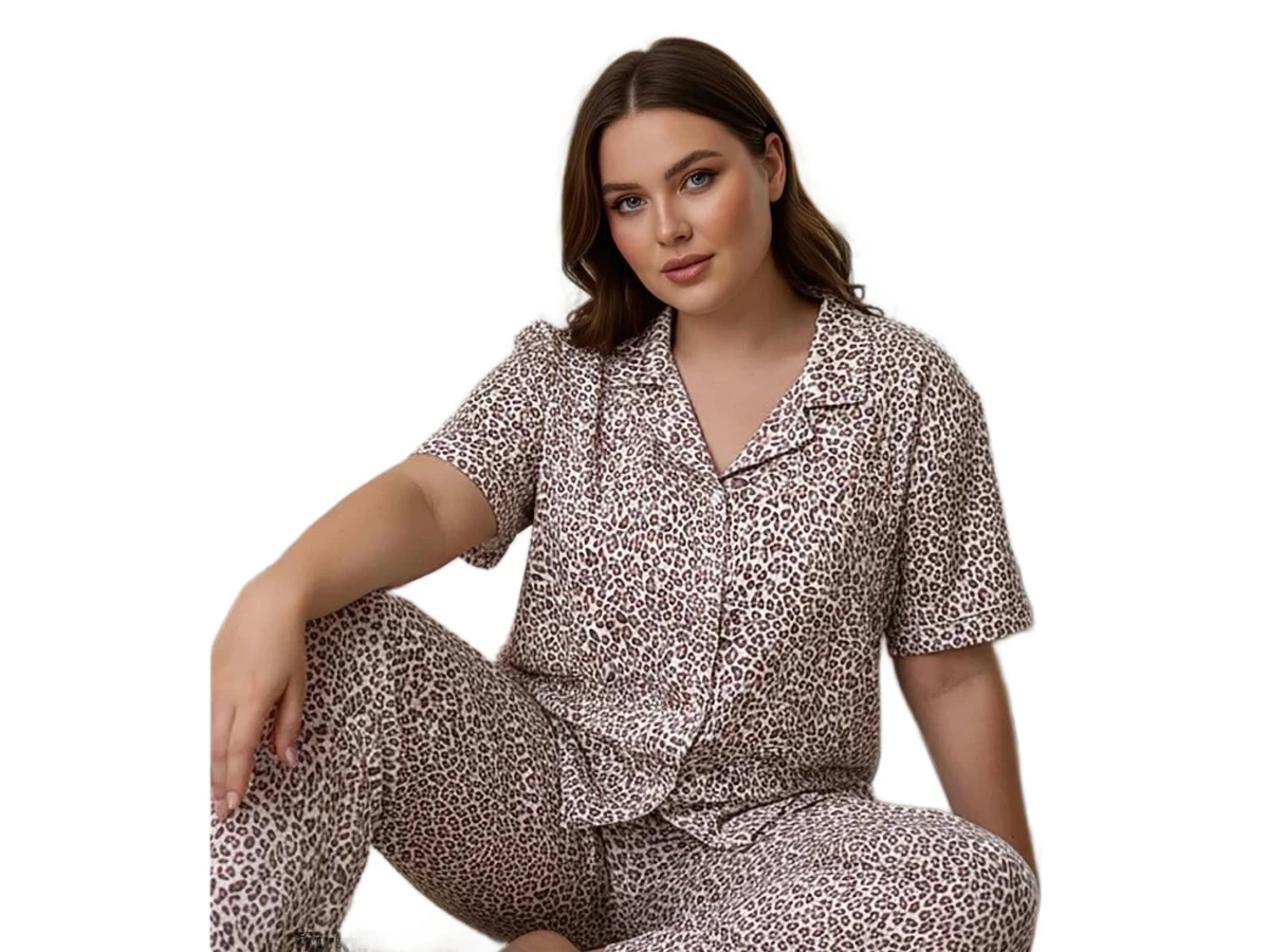 6'lı Milan Battal Düğmeli Bayan Pijama Takım 3xl/5xl 182311