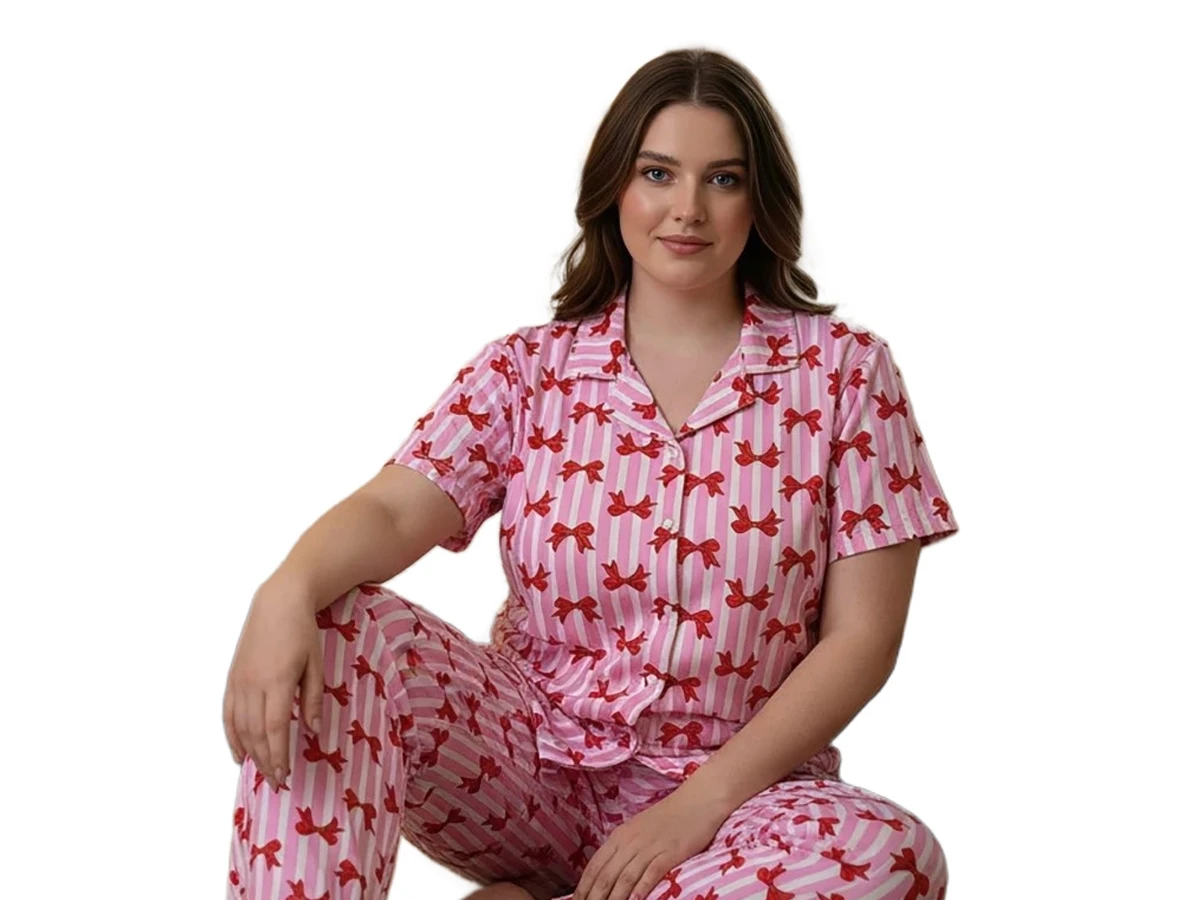 6'lı Milan Battal Düğmeli Bayan Pijama Takım 3xl/5xl 182315