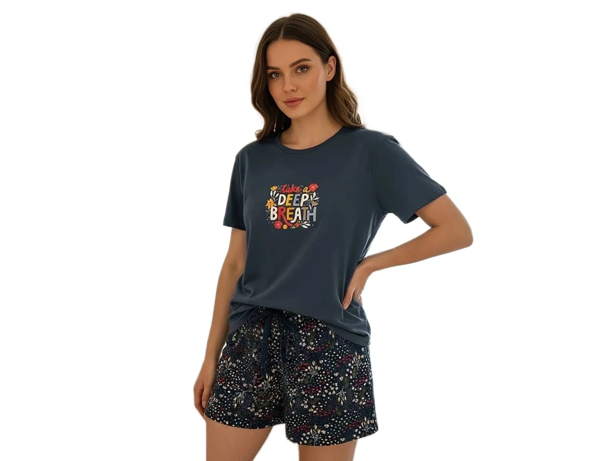 6'lı Penye Kısa Kol Şortlu Bayan Pijama Takım S/2xl 181851