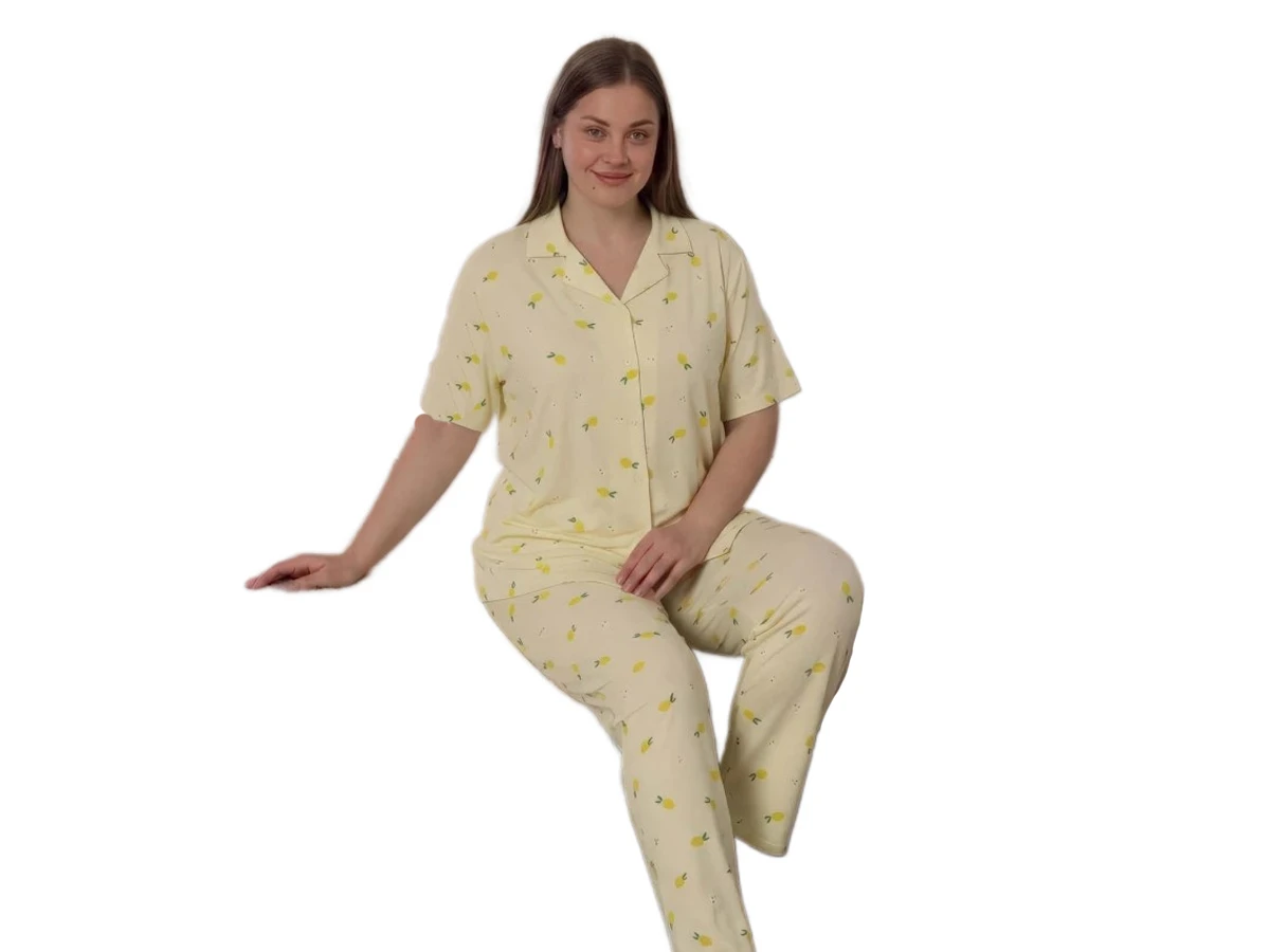 4'lı Milan Gömlek Yaka Battal Kısa Kol Bayan Takım 3xl/6xl 181081