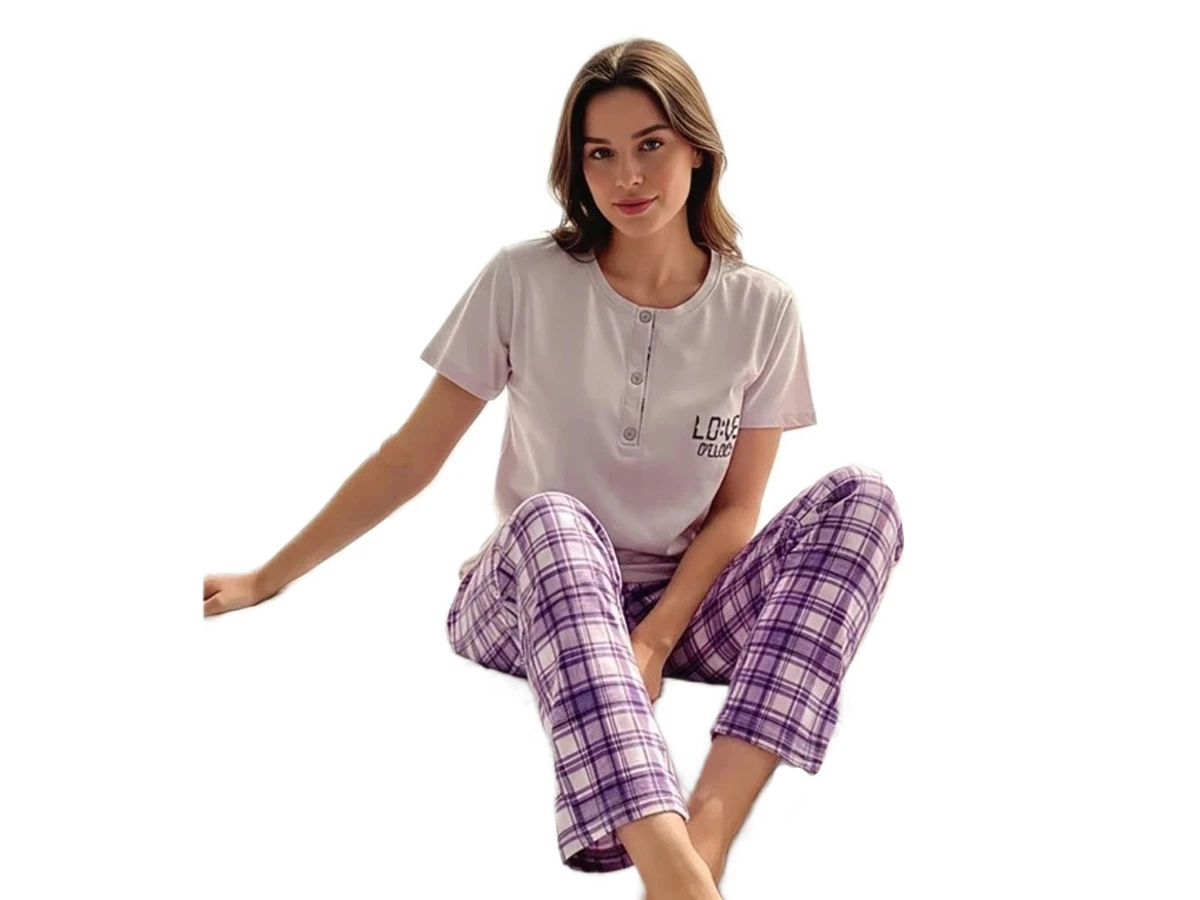 6'lı Kompak Penye Kısa Kol Bayan Pijama Takım 181071