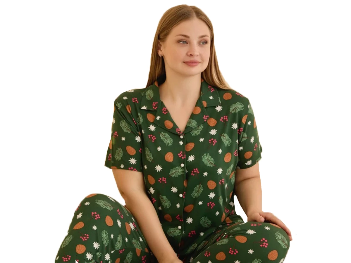 6'lı Milan Battal Düğmeli Bayan Pijama Takım 3xl/5xl 181133