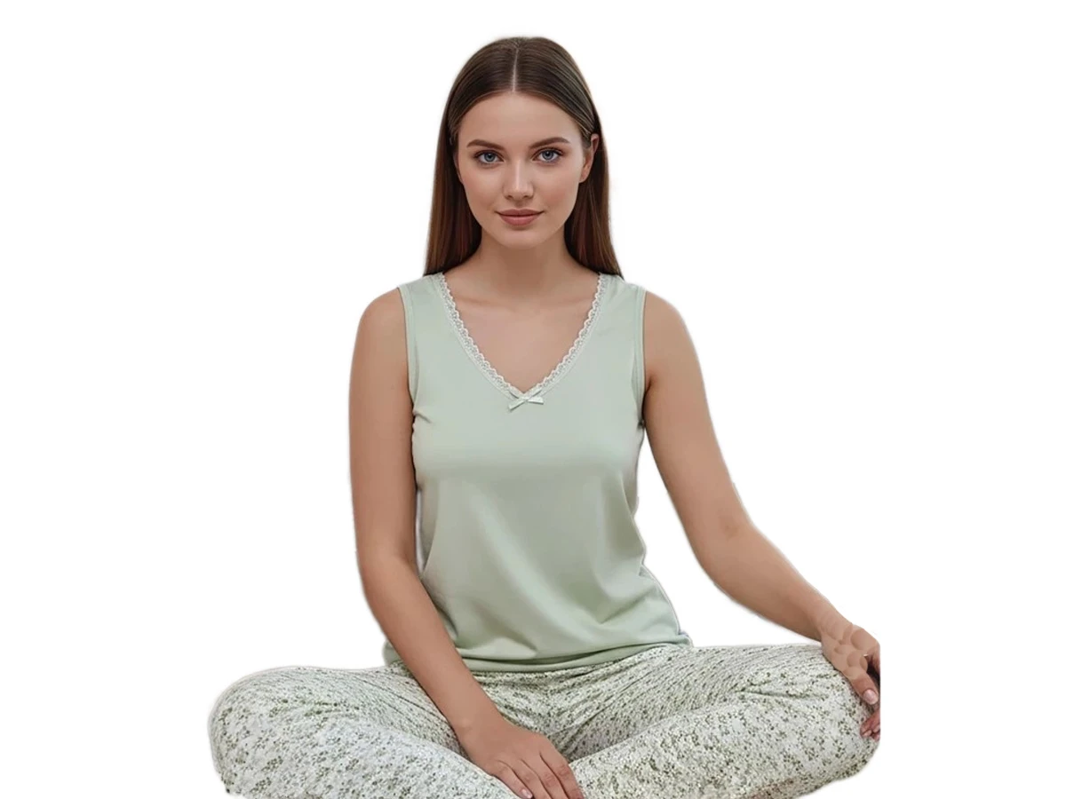 6'lı Ring Viskon Kalın Askı Alt Uzun Bayan Pijama Takım S/2xl 180946