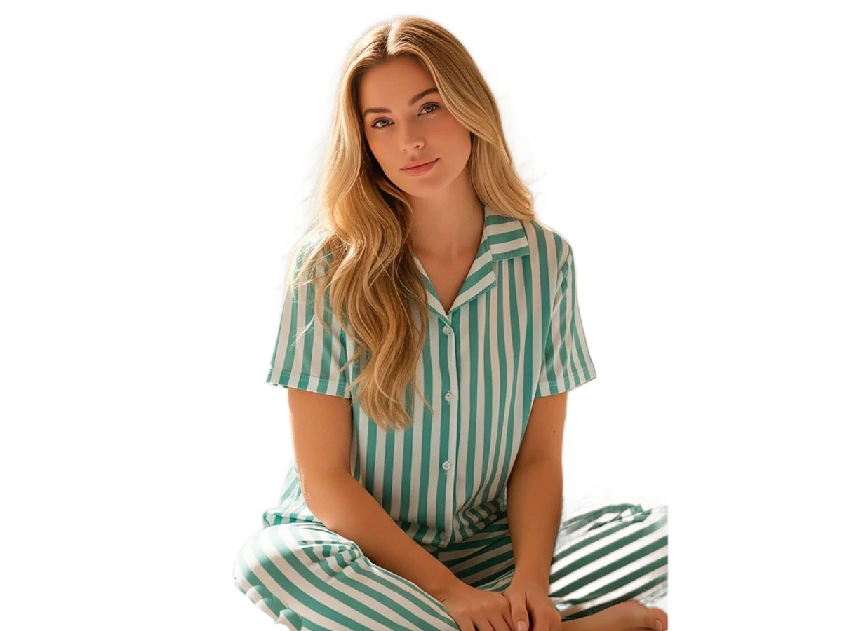 6'lı Milan Düğmeli Kısa Kol Bayan Pijama Takım 180109