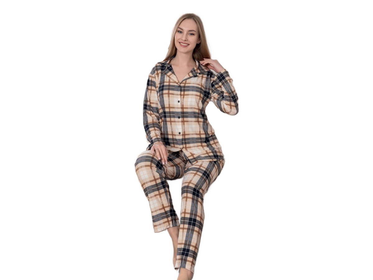 4'lı Süet Gömlek Yaka Bayan Pijama Takım 179003