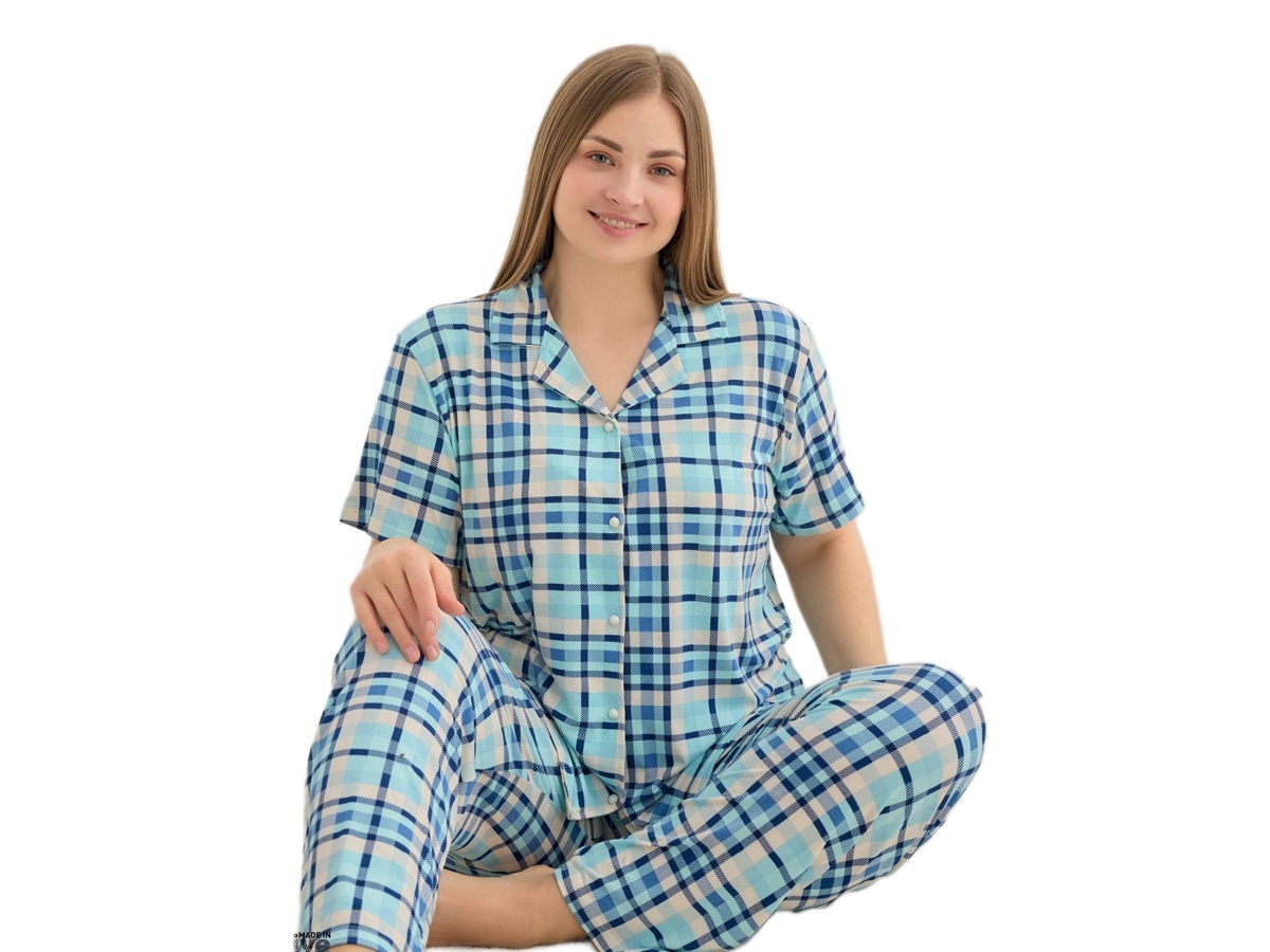6'lı Milan Battal Düğmeli Kısa Kol Bayan Pijama Takımı 3xl/Xl 173438