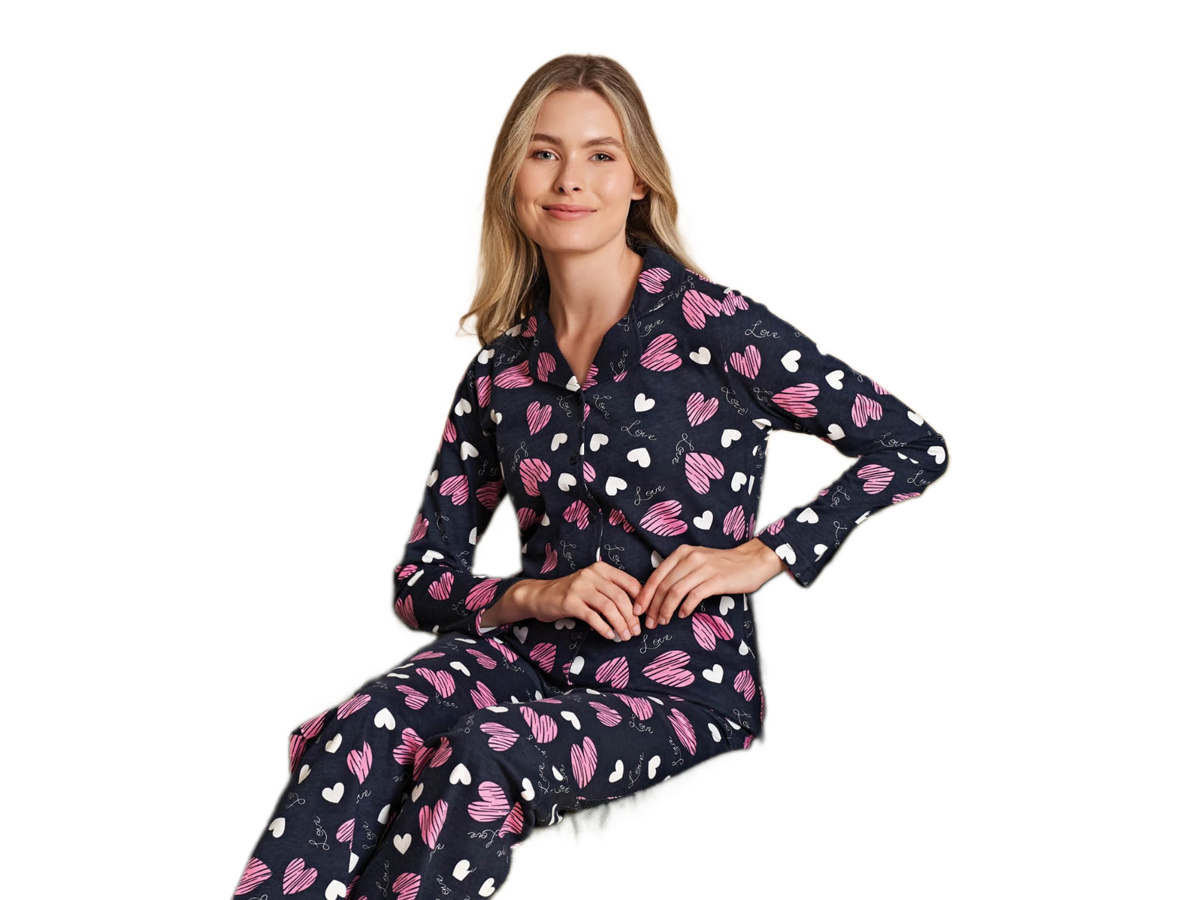 4'lı Önden Düğmeli Uzun Kol Bayan Pijama Takım 169959