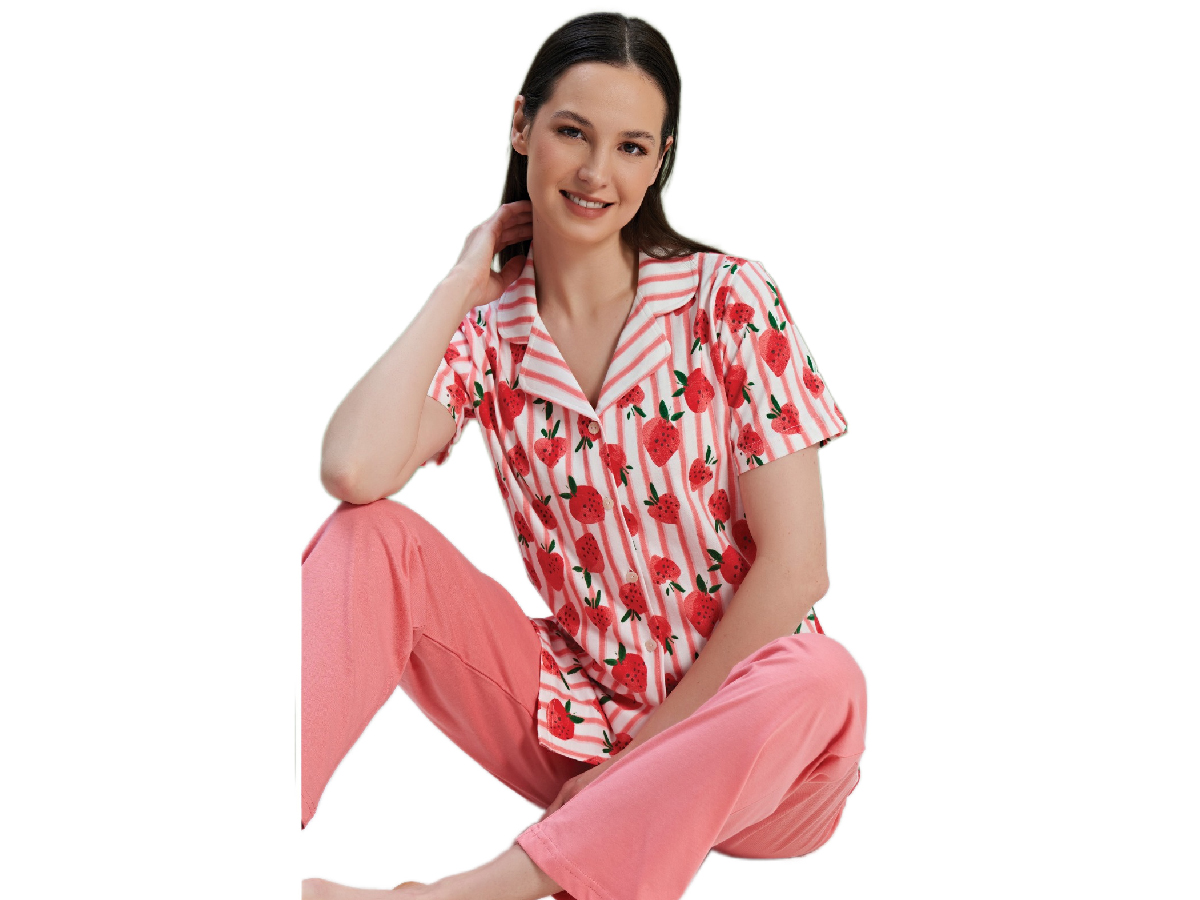 4'lı Önden Düğmeli Kısa Kol Bayan Pijama Takım 165732