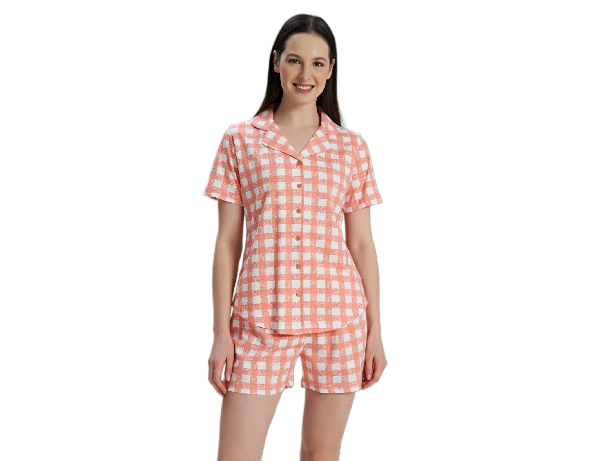 4'lı Penye Önden Düğmeli Şortlu Bayan Pijama Takım 165923