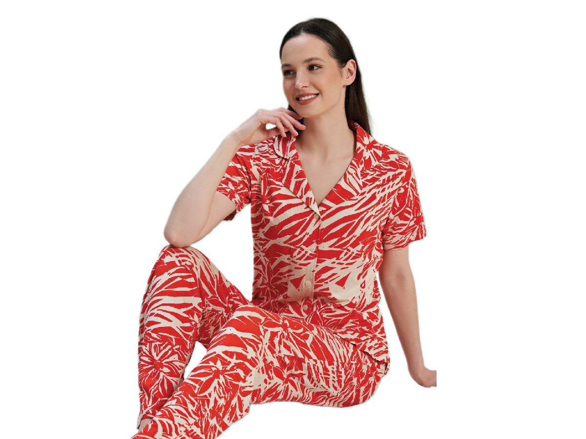 4'lı Viskon Önden Düğmeli Bayan Pijama Takım 164956