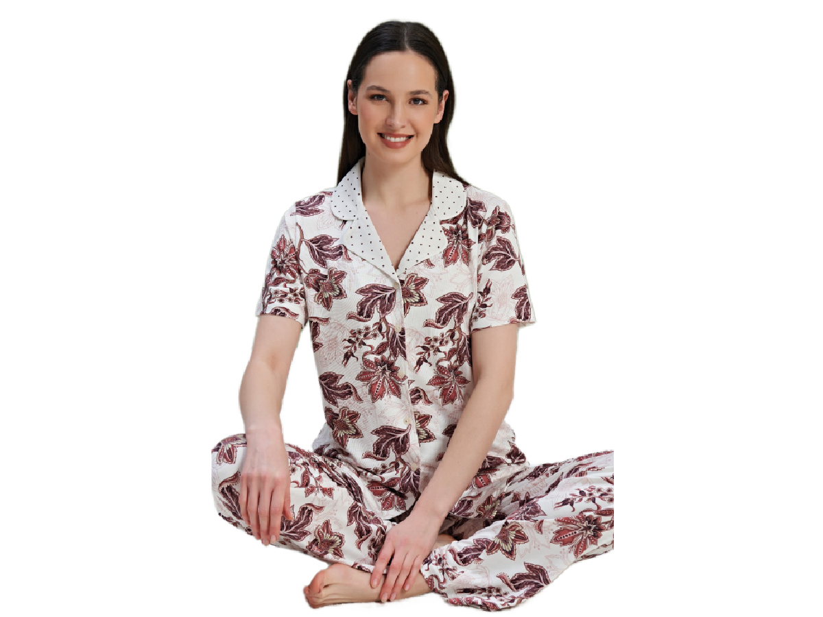 4'lı Viskon Önden Düğmeli Bayan Pijama Takım 164962