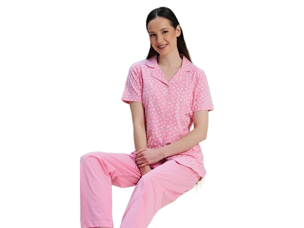 4'lı Önden Düğmeli Kısa Kol Bayan Pijama Takım 164842