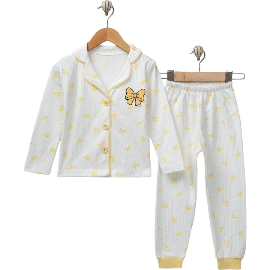 3'lı Fiyonklu Süzeneli Yakalı Pijama Takım 4y,5y,6y Kız 451474