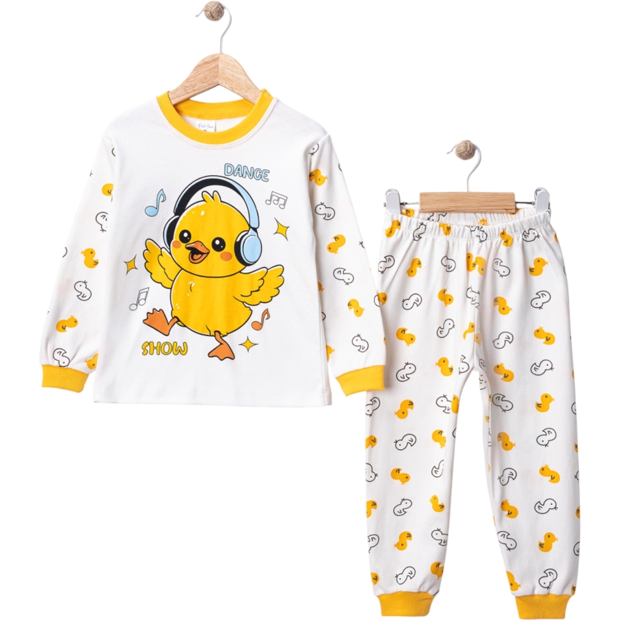 3'lı Dans Eden Civciv Baskılı Pijama Takım 447351