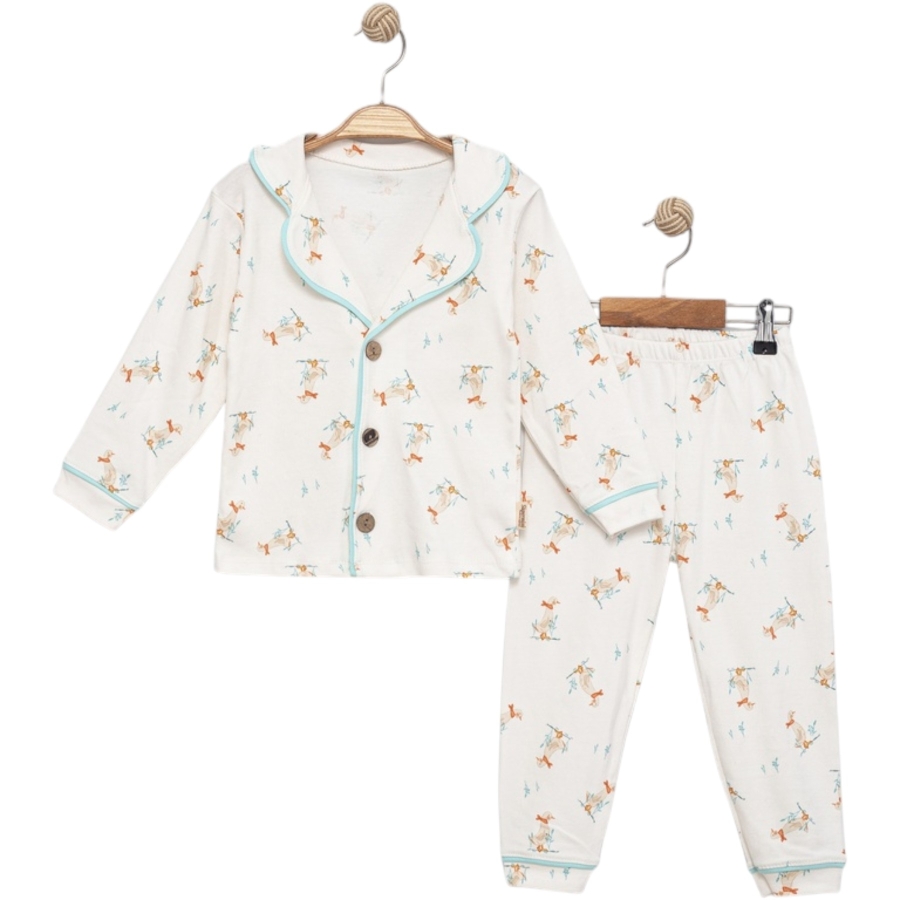 3'lı Fularlı Ördek Gömlek Yaka Pijama Takımı 12 Ay,2y,3y Uni 444434