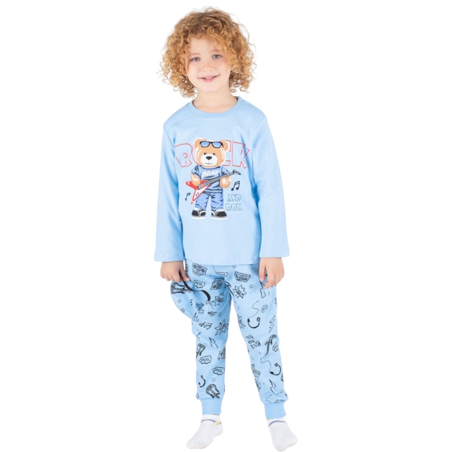 4'lı Gitarlı Ayıcık Baskılı Erkek Pijama Takım 443085
