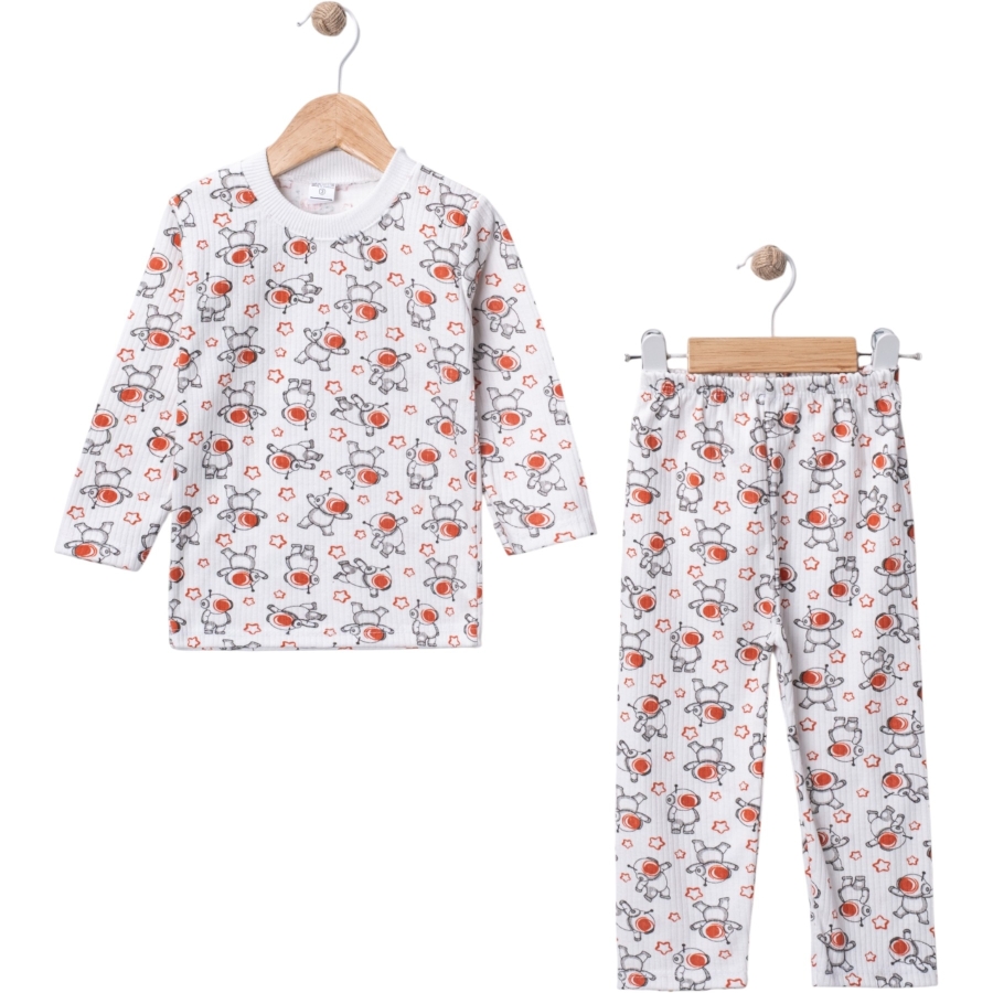 3'lı Astronot Baskılı Raporlu Pijama Takımı 444790