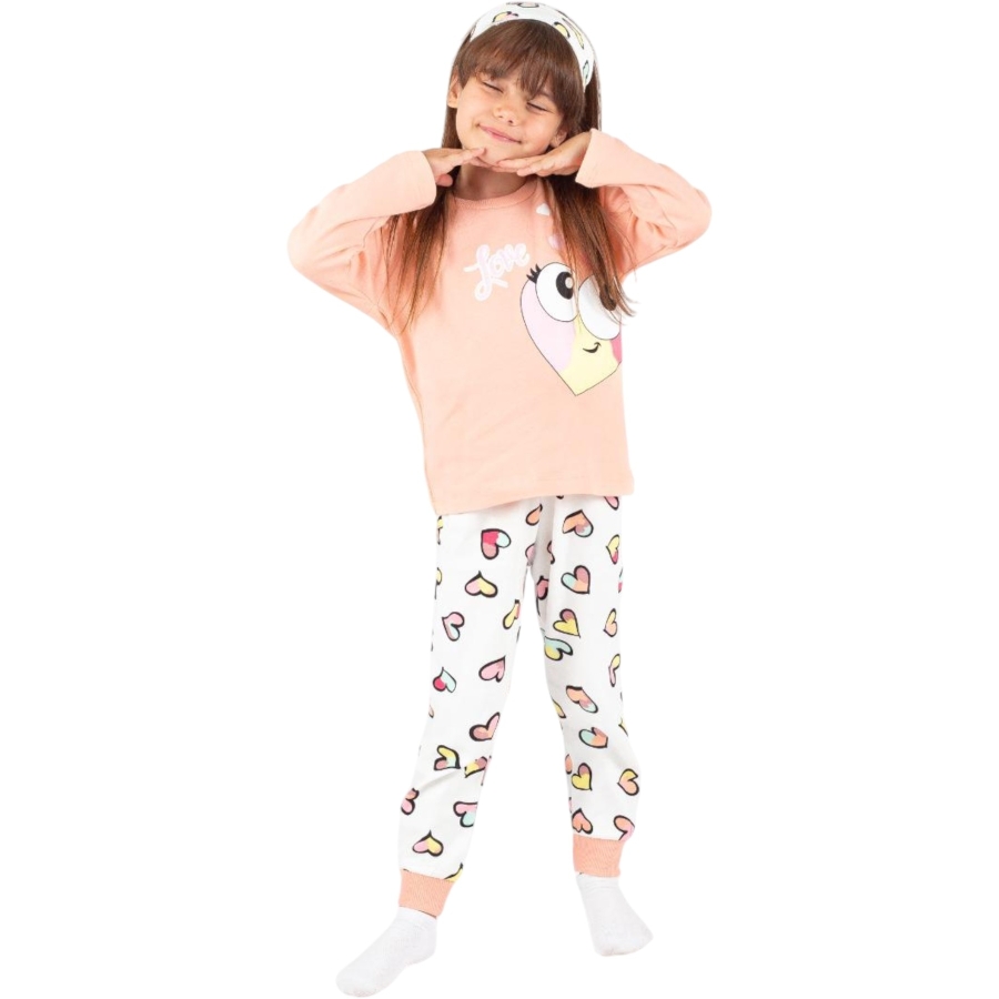 4'lı Love Kalp Baskılı Kız Pijama Takımı 443156