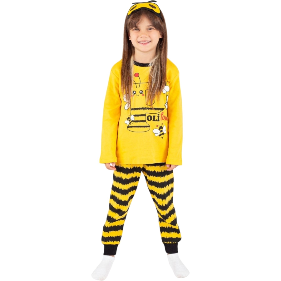 4'lı Arı Baskılı Kız Pijama Takım 443088