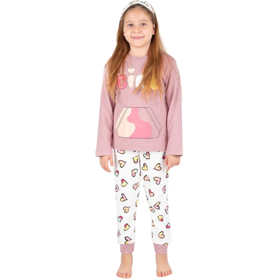 4'lı Gırl Kalp Baskılı Kız Pijama Takım 443118