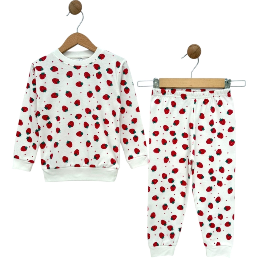 4'lı Çilek Baskılı İnterlok Kız Pijama Takım 434656