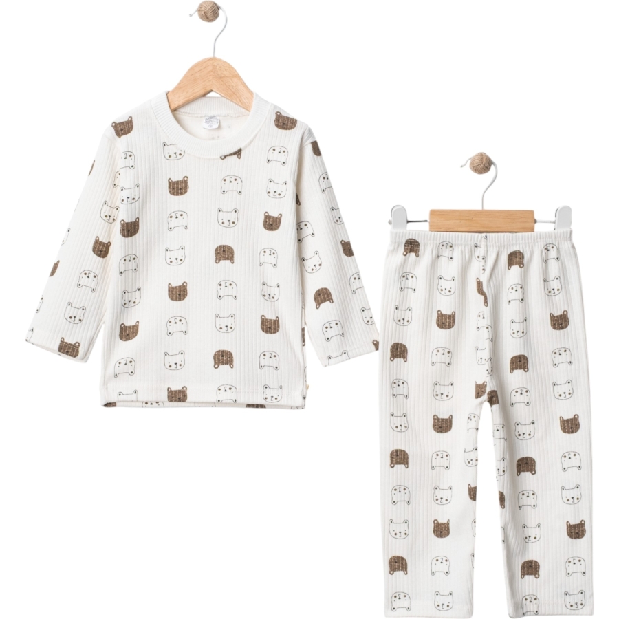3'lı Kedi Desen Raporlu Çocuk Pijama Takım 442170