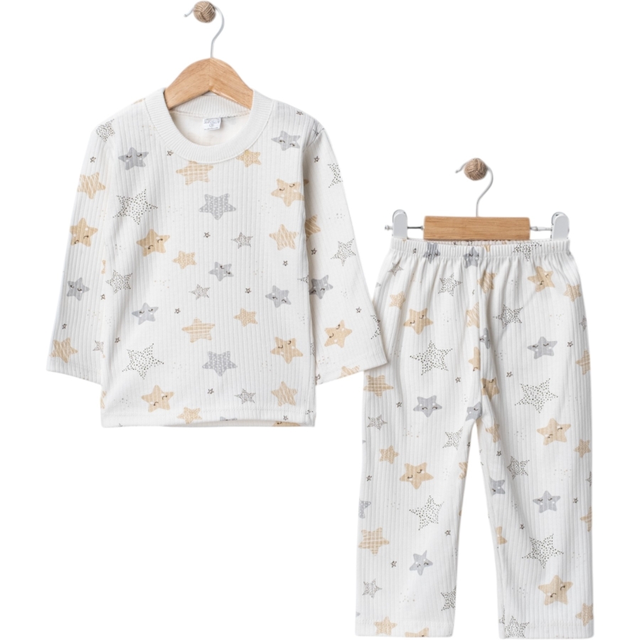 3'lı Yıldız Desenli Raporlu Çocuk Pijama Takım 440290