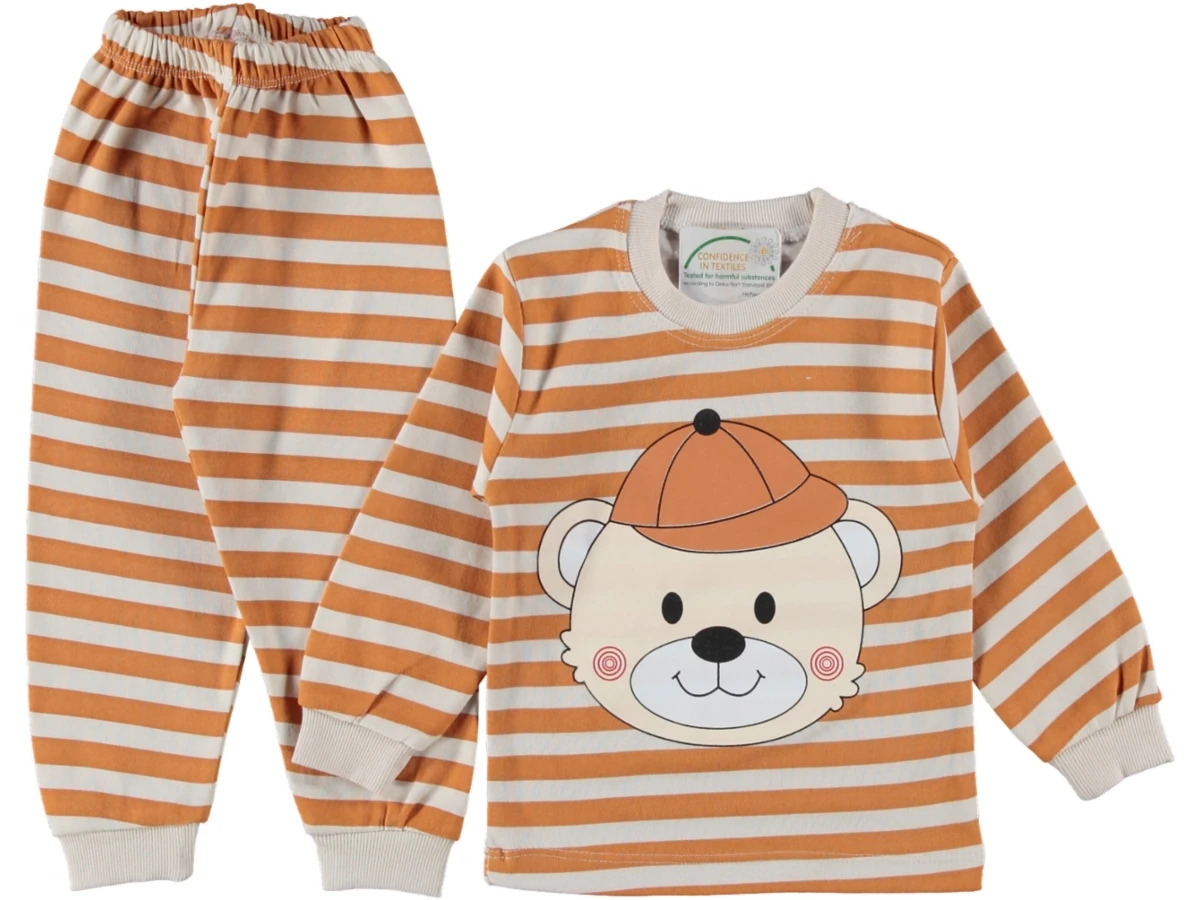 3'lı Çizgili Ayıcıklı Baskılı Pijama Takım 464061