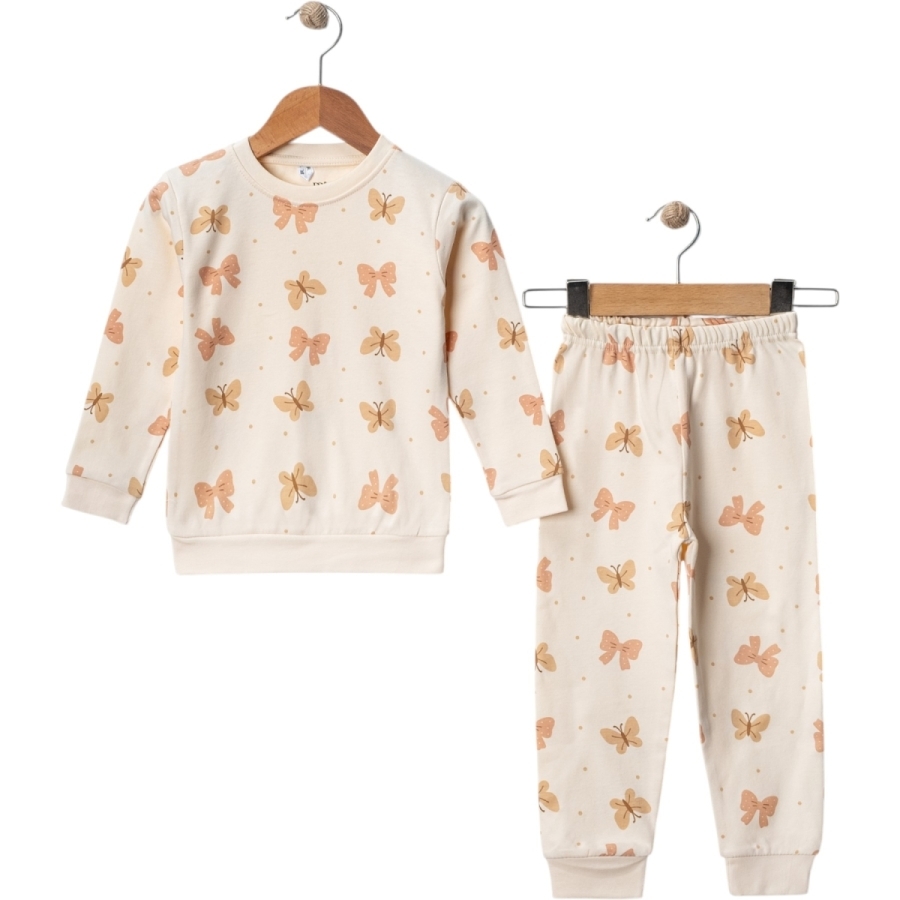 4'lı Kız Çocuk Kelebek Baskılı Pijama Takım 446129