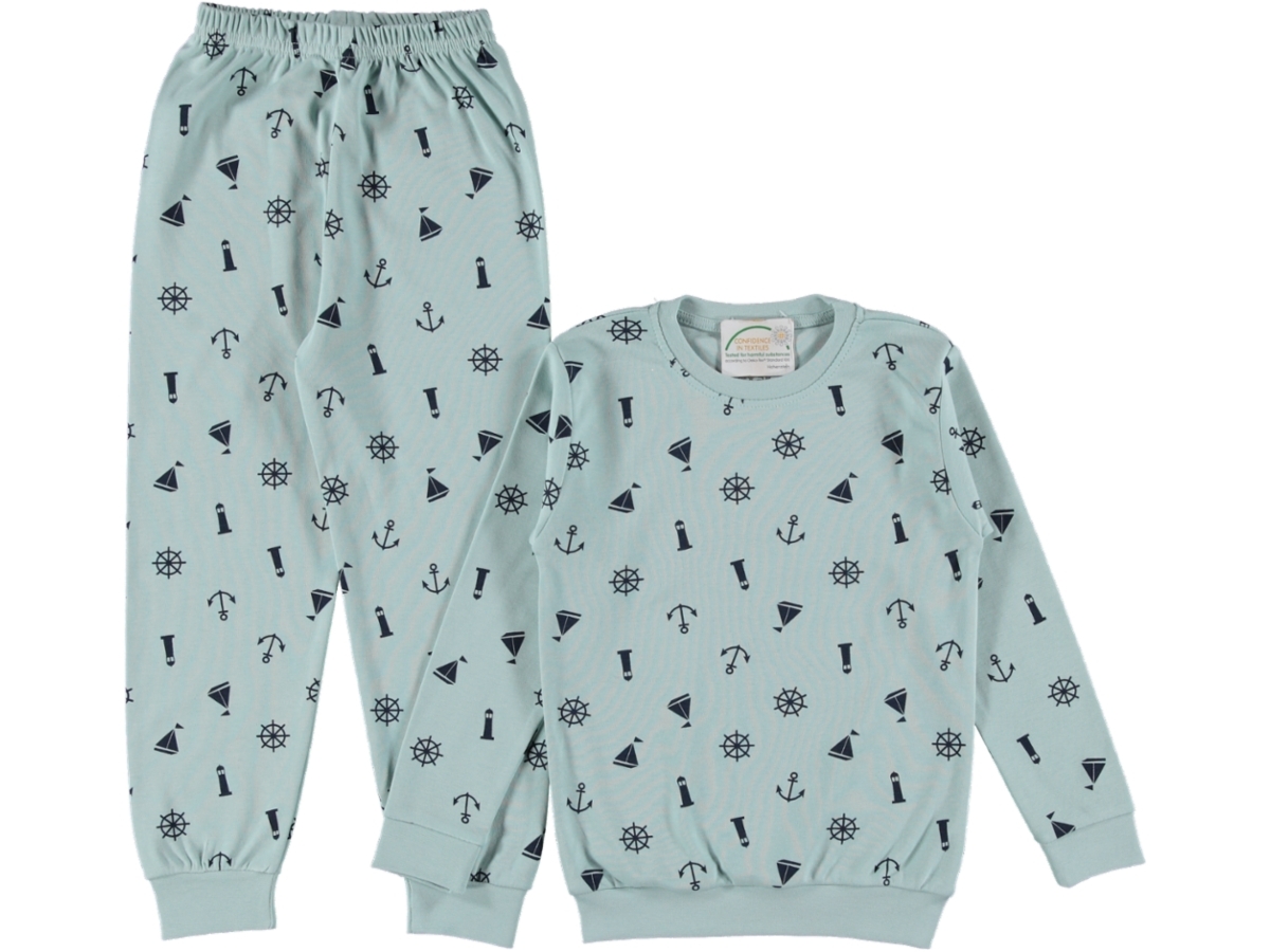4'lı Erkek Çocuk Yelken Çapa Baskılı Pijama Takımı 446130