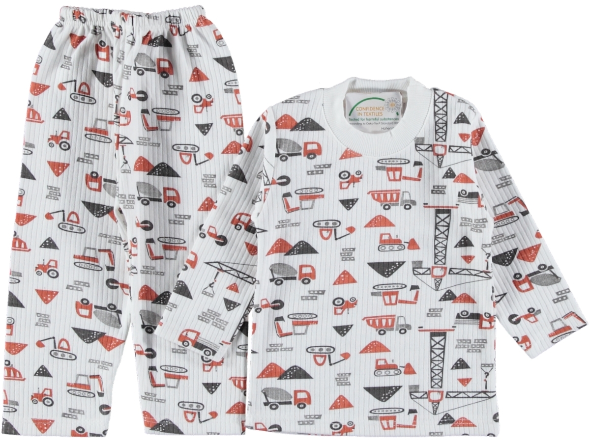3'lı Raporlu Kamyon Kepçe Baskılı Erkek Pijama Takım 445855