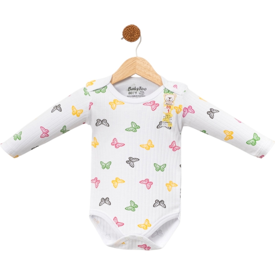 4'lı Raporlu Kelebek Desenli Uzun Kollu Badi Buyuk 18/36 Ay 435397