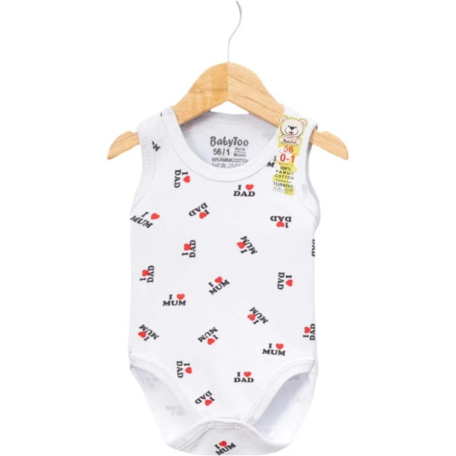 4'lı Unisex I Mum Dad Baskılı Askılı Çıtçıtlı Badi 458642