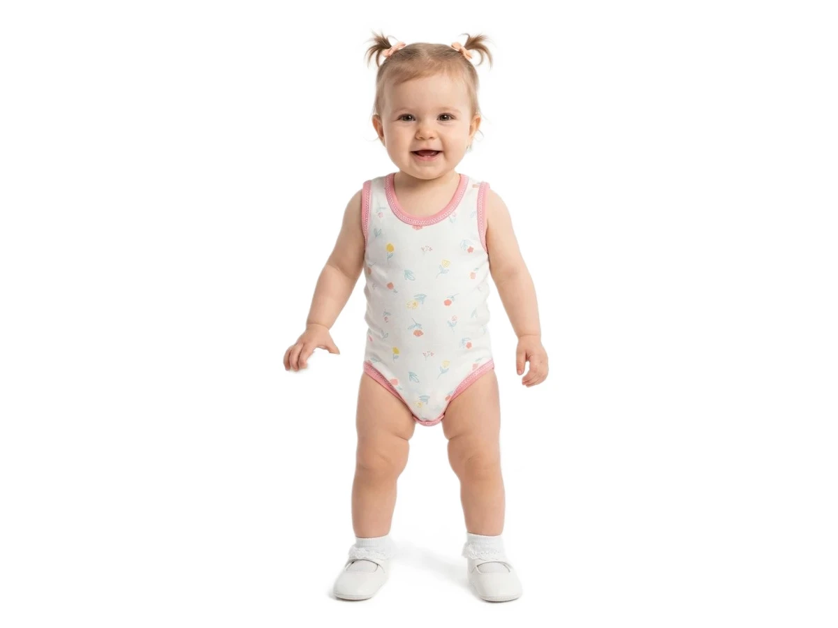 4'lı Pudra Soft Çiçek Baskılı Askılı Çıtçıtlı Badi 1/9 Ay 453626