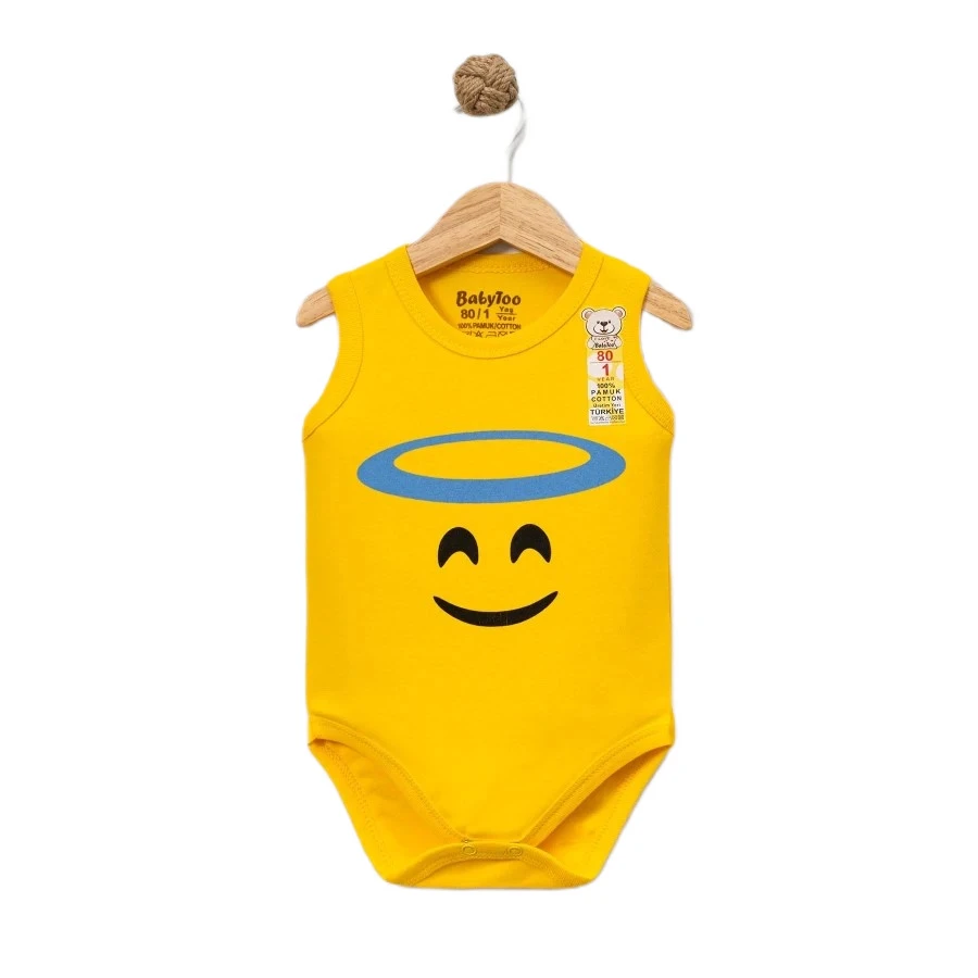 5'lı Unisex Sevimli Surat Emoji Baskılı Askılı Çıtçıtlı Badi 3/18 Ay 451514
