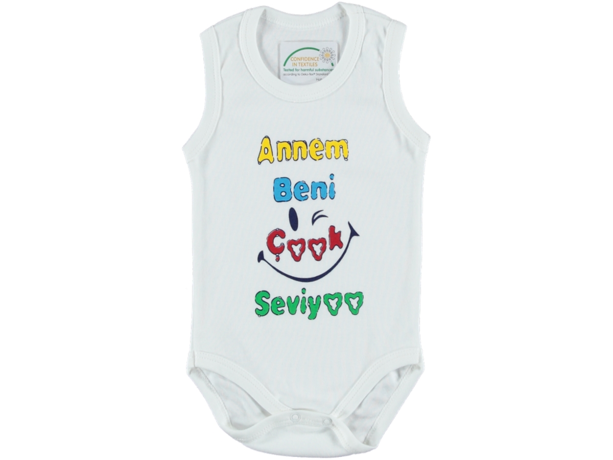 4'lı Annem Seviyor Baskılı Askılı Çıtçıtlı Badi 423833
