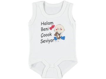3'lı Halam Seviyor Baskılı Çıtçıtlı Badi 3/9 Ay 394925