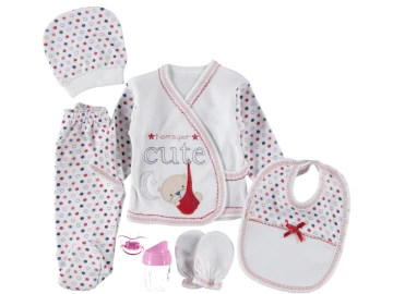 1'lı Cute Baskılı Emzikli 7'li Zıbın Seti 293234