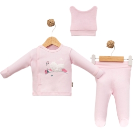 2'lı Peluş Ördek Nakışlı Kız Takım 3 Ay 444894