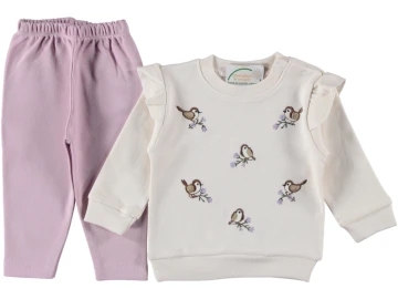 3'lı Kız Bebek Kuş Baskılı Pakette Takım 9/18 Ay 453289