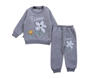 4'lı Kız Bebek Flower Baskılı Çiçek Detaylı Üç İp Kız Takım 6/24 Ay 175744