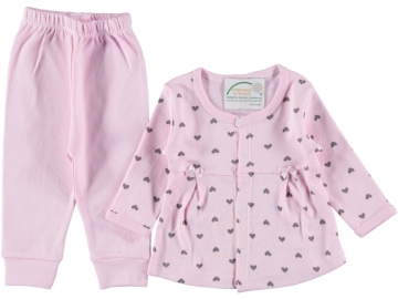 2'lı Kız Bebek Kalp Desen Robalı Tk 3/6 Ay 438619