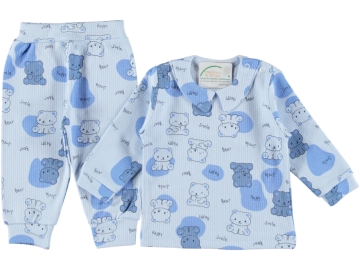 2'lı Happy Bear Baskılı Yakalı Erkek Takım 3/6 Ay 408767