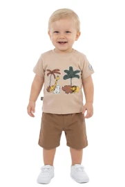 4'lı Erkek Bebek Palm Animals Baskılı Süprem Takım 6/24 Ay 181018